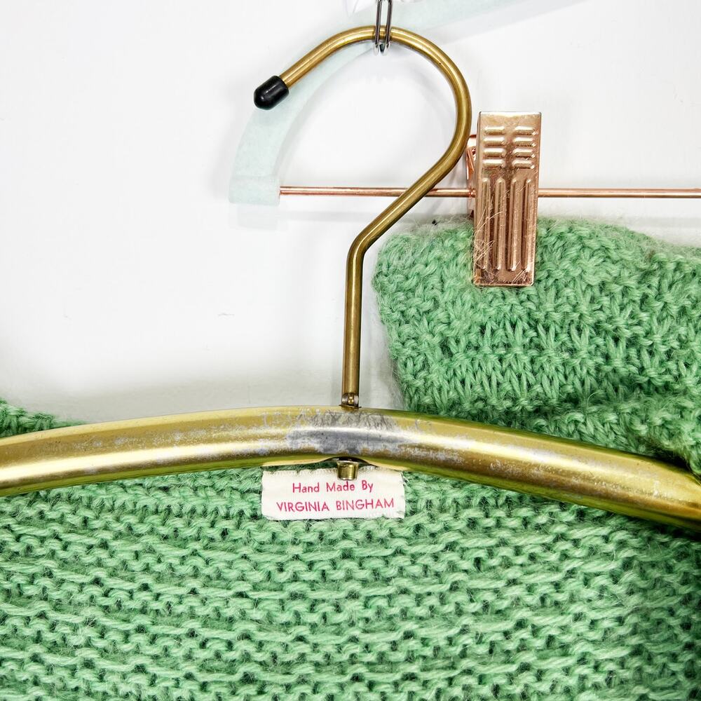 Vintage green knit sweater and dress set handmade by Virginia Bingham Size XS - Picture 3 of 8
